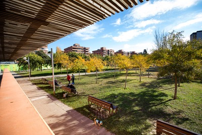 Zona d'ombra i descans al parc