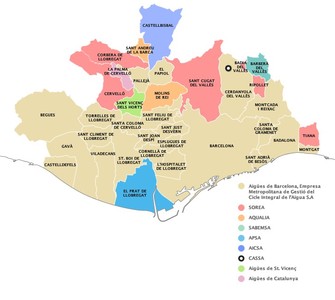 Mapa amb les empreses subministradores de cada municipi metropolità