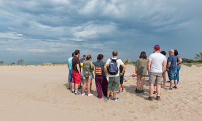 Participants a la platja durant l'activitat