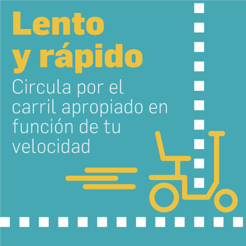 Lento y rápido. Cicula por el carril apropiado según tu velocidad.