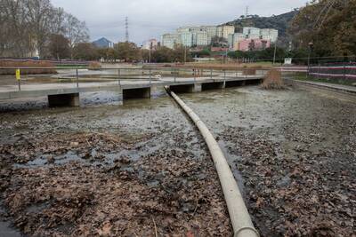 Tasques de neteja i renovació del llac del parc de Can Zam