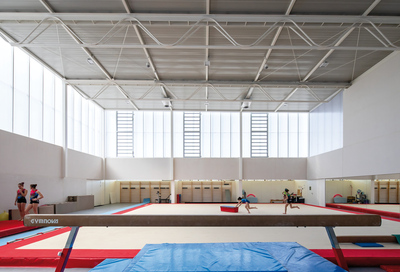 Imatge general de la sala per a la pràctica de la gimnàstica rítmica
