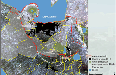 Mapa de l'àrea metropolitana de Managua