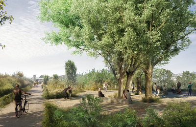 Render de les obres al front fluvial de Sant Joan Despí