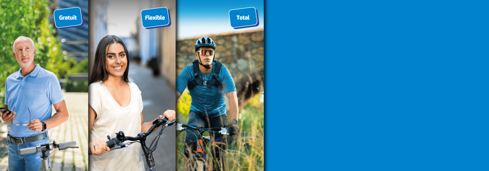 Baner que inclou els tres abonaments: gratuït, flexible i total