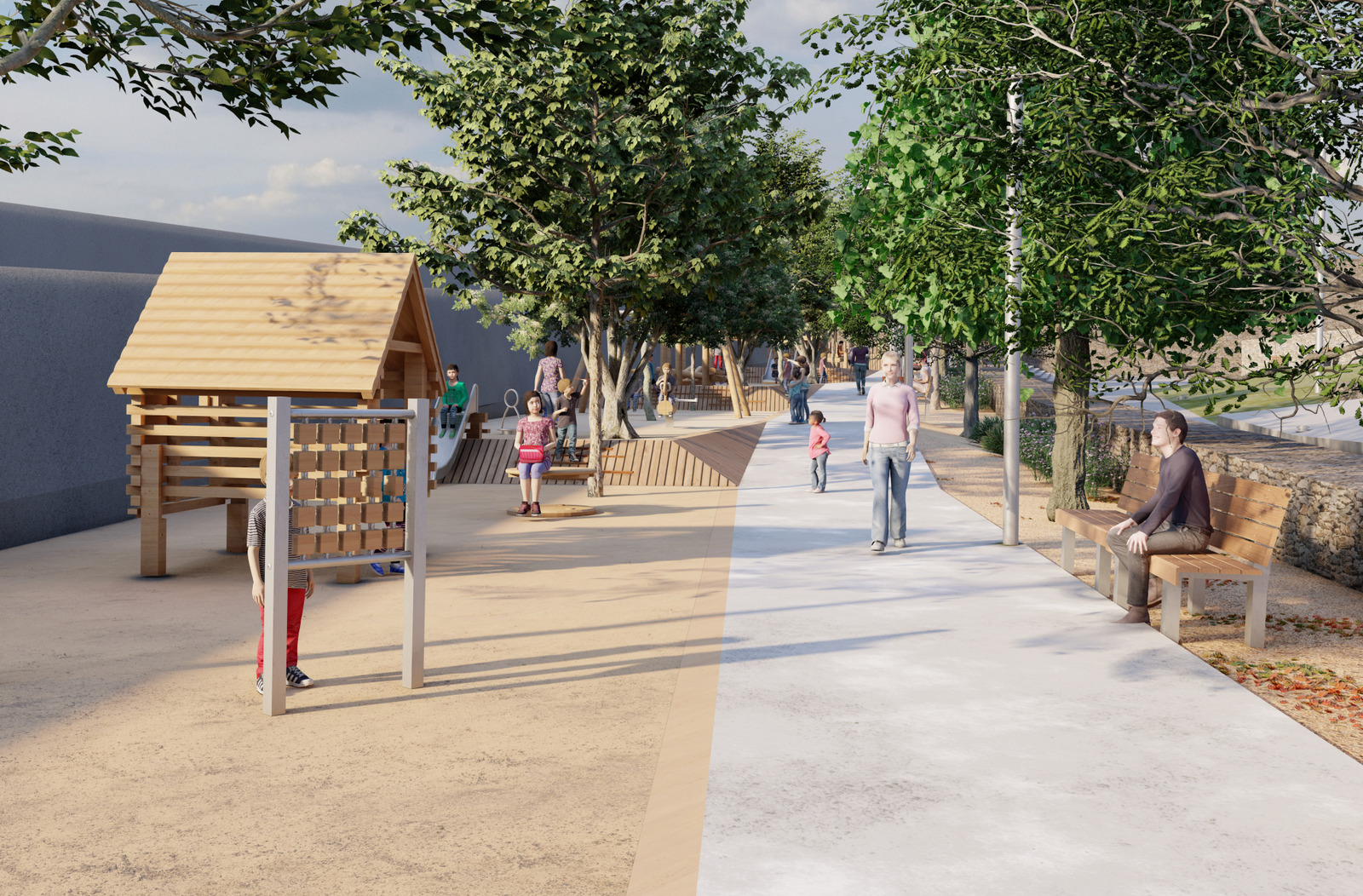 Render de la nova àrea de jocs infantils inclusius